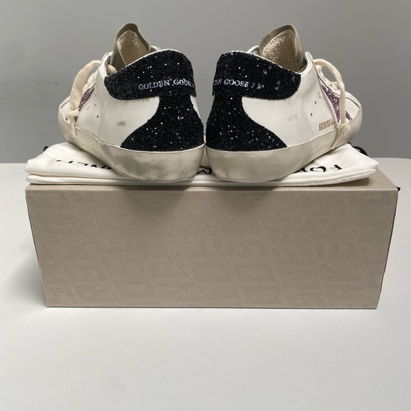 Golden Goose Superstar Sneaker White Leather/Taupe/Black/Mauve Glitter sz 40 NIB - Picture 11 of 12